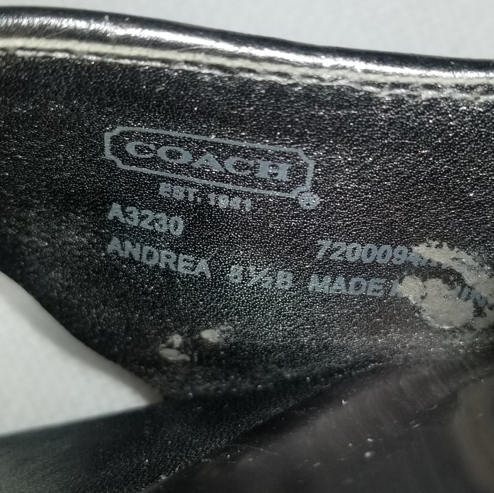 Coach Andrea Black Leather Metallic Trim Heels Size 8.5 - Picture 7 of 10